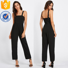 Schwarz verstellbarer Riemen Knopf zurück Jumpsuit OEM / ODM Herstellung Großhandel Mode Frauen Bekleidung (TA7011J)